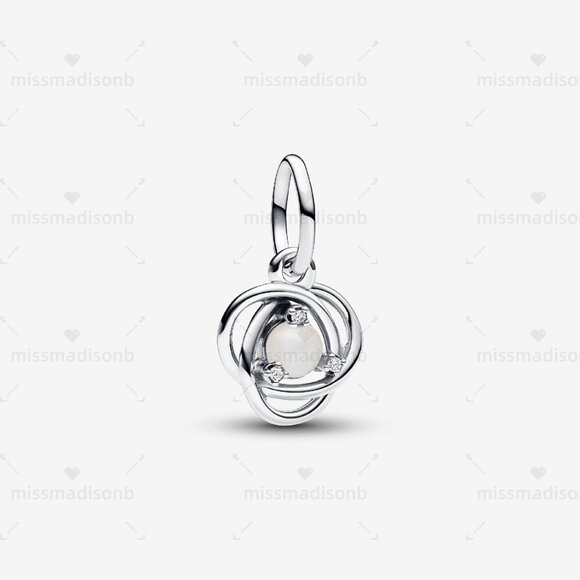 Pandora White Eternity Circle Dangle Charm - Picture 1 of 6